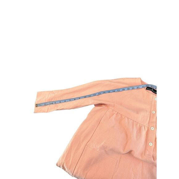 Pomander Place Dress Pink Button Front Girly Pastel Mini Linen Cotton Medium - Picture 11 of 12